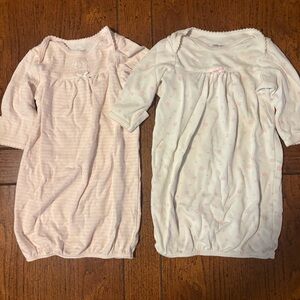 Little Me Baby Girl Sleep Gowns-Pink & White Stripes & Stars with Bow, 0-3 month